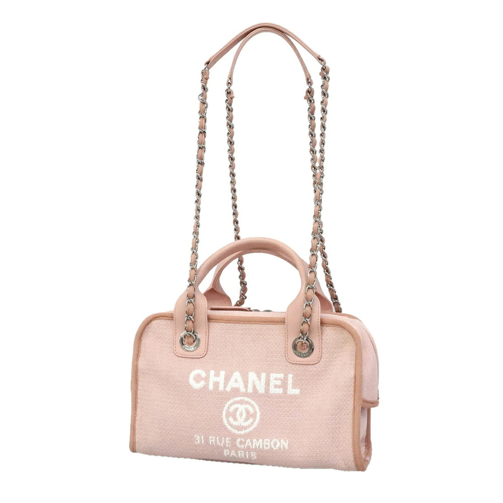 Chanel Deauville Chain Shoulder Bag, Canvas, Pink, 2-way Bag for Women, P3472577